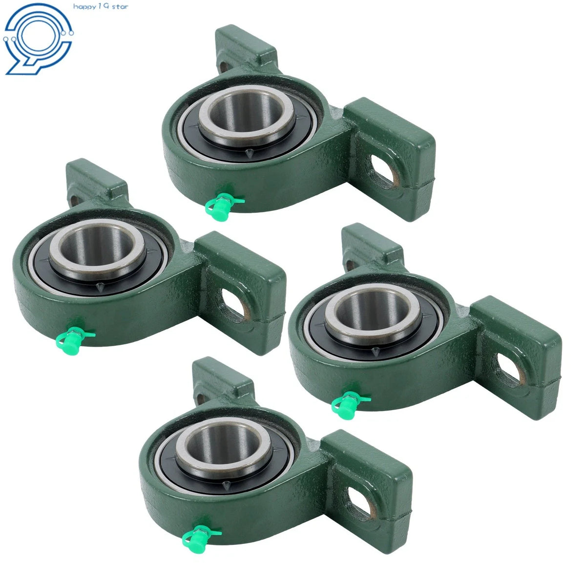 Set of 4 UCP208-24 Pillow Block Bearings for 2-Bolt Solid Base (Self-Aligning)