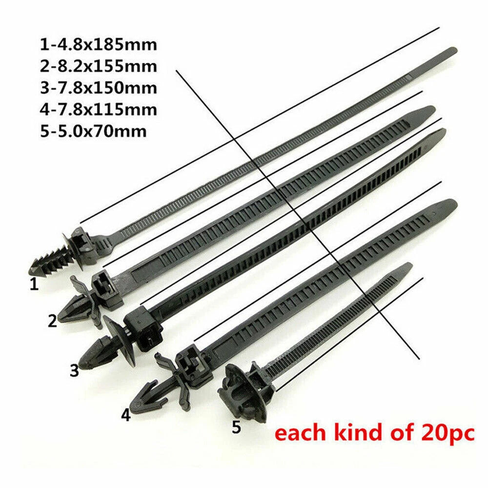 100 PCS Cable Ties for Mixed Cars (Universal)
