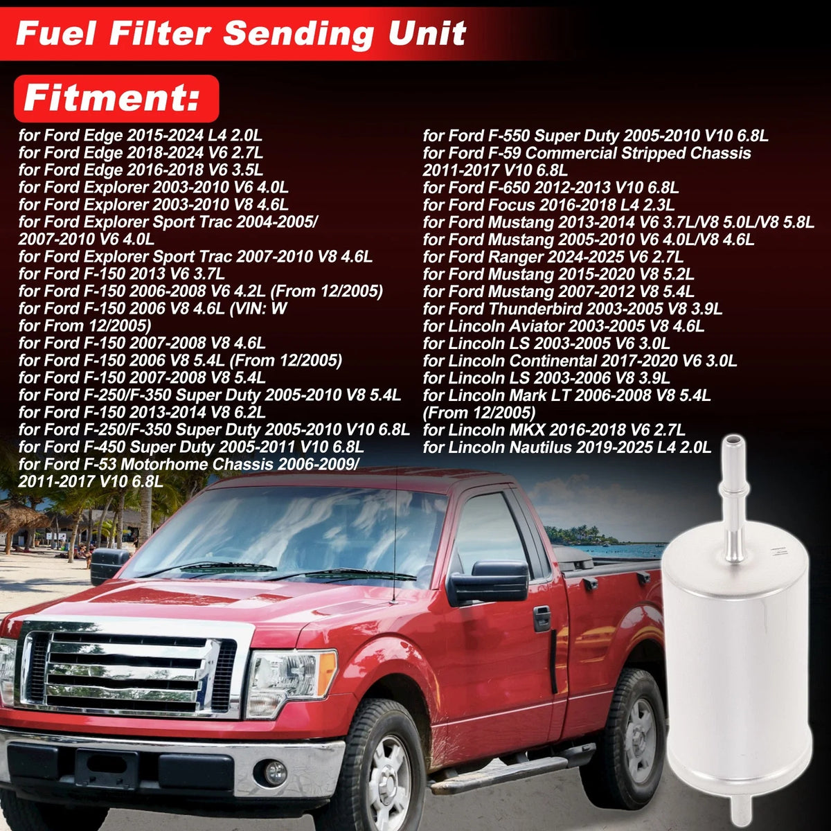 Chassis Pipeline Fuel Filter Assembly for Ford Edge (2015–2024) No. 33243