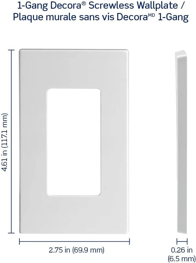 1-Gang Decora Plus Screwless Wall Plate 80301-S for Home Use