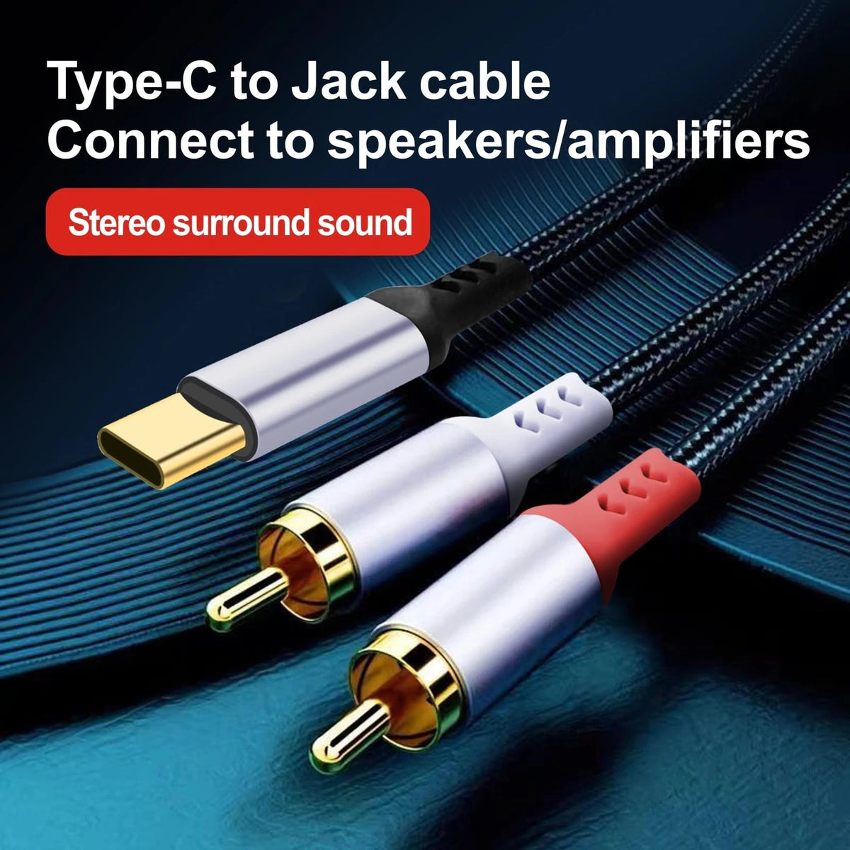 USB C to 2 RCA Audio Cable for Type C Devices (6.5FT)