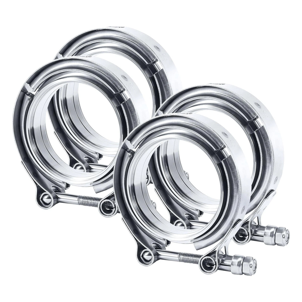 2X V Band Clamp Set 3.0 Inch Stainless Steel with Flange