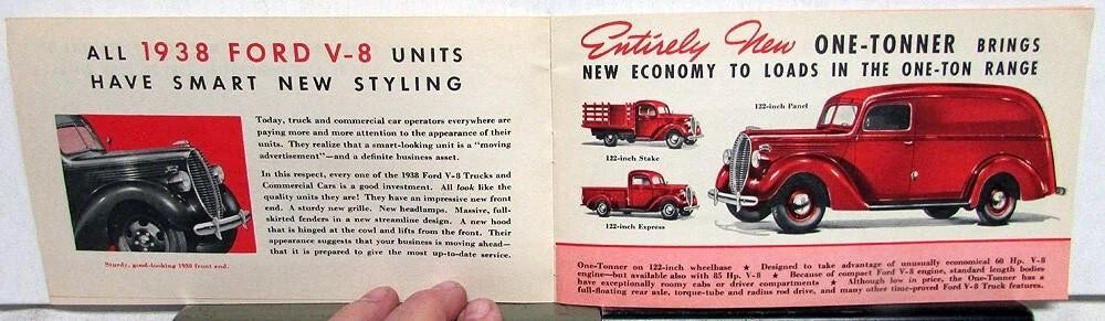 Complete Line Trucks & Commercial Cars Sales Brochure for 1938 Ford