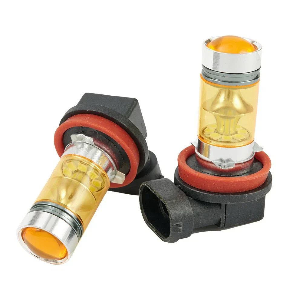 2x Driving Bright 2323 Light Tail Lamp Fog DC Pair H11 LED H8 100W Bulbs