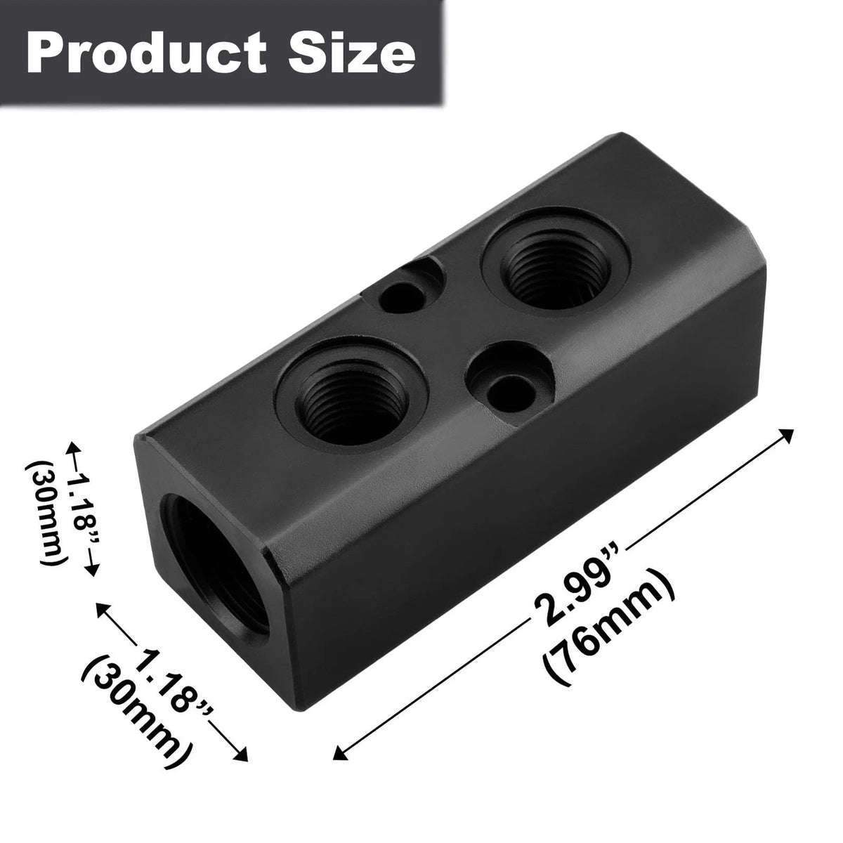 2 Way 4 Port Air Manifold for Compressor (Black)