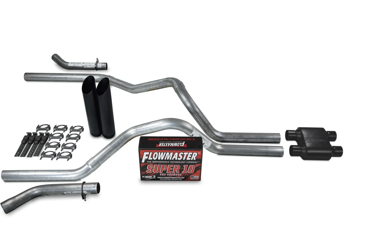 Dual Inlet Exhaust Kit for GM 2500 (2000–2006) - Flowmaster Super 10, Black Tips