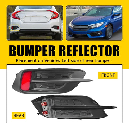 Rear Bumper Reflector Bezel Cover Molding Left for Honda Civic Sedan (2016–2021)