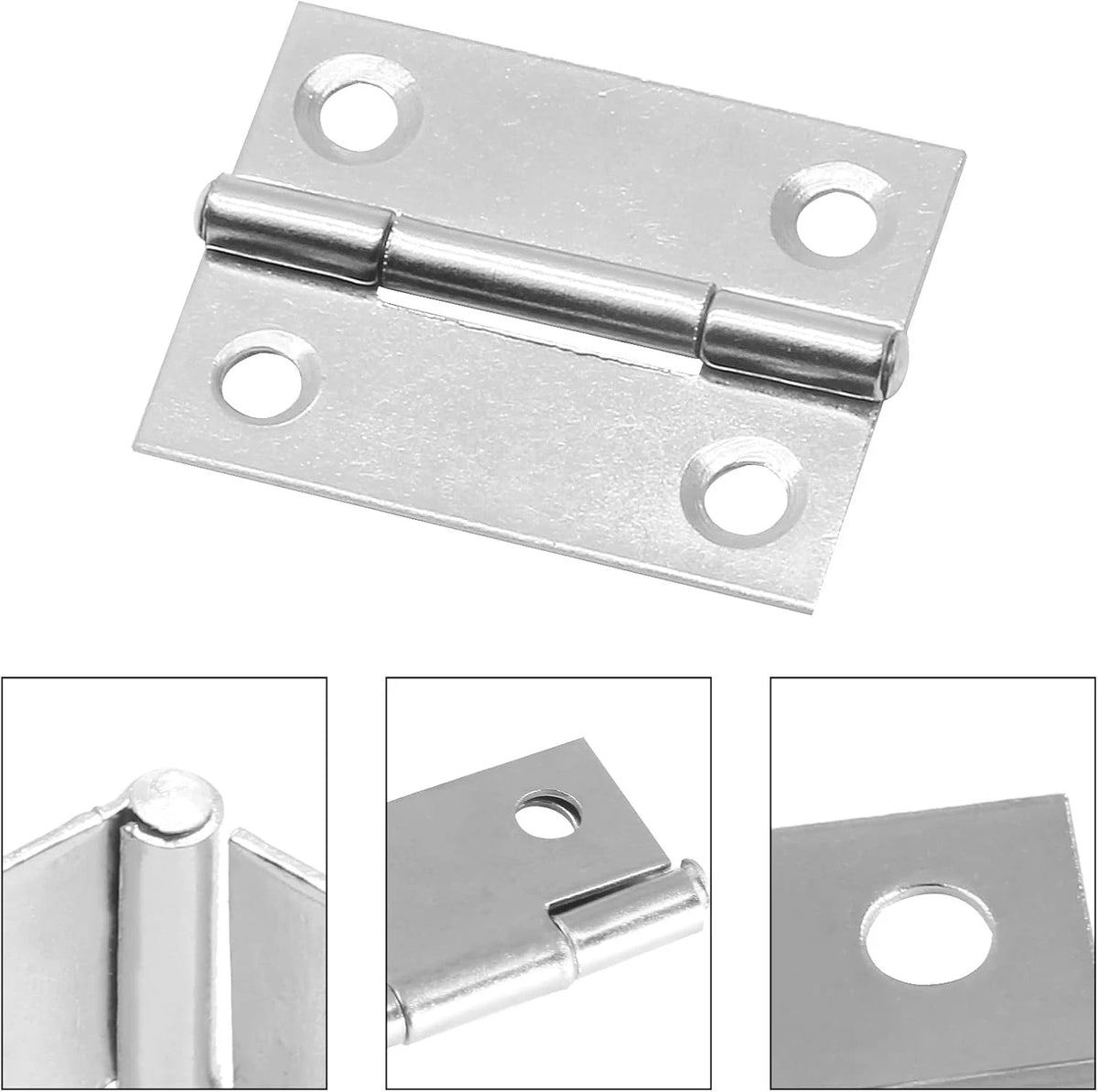 Set of 6 Butt Hinges for Small Cabinets (1.5 Inch, 304 Stainless Steel)