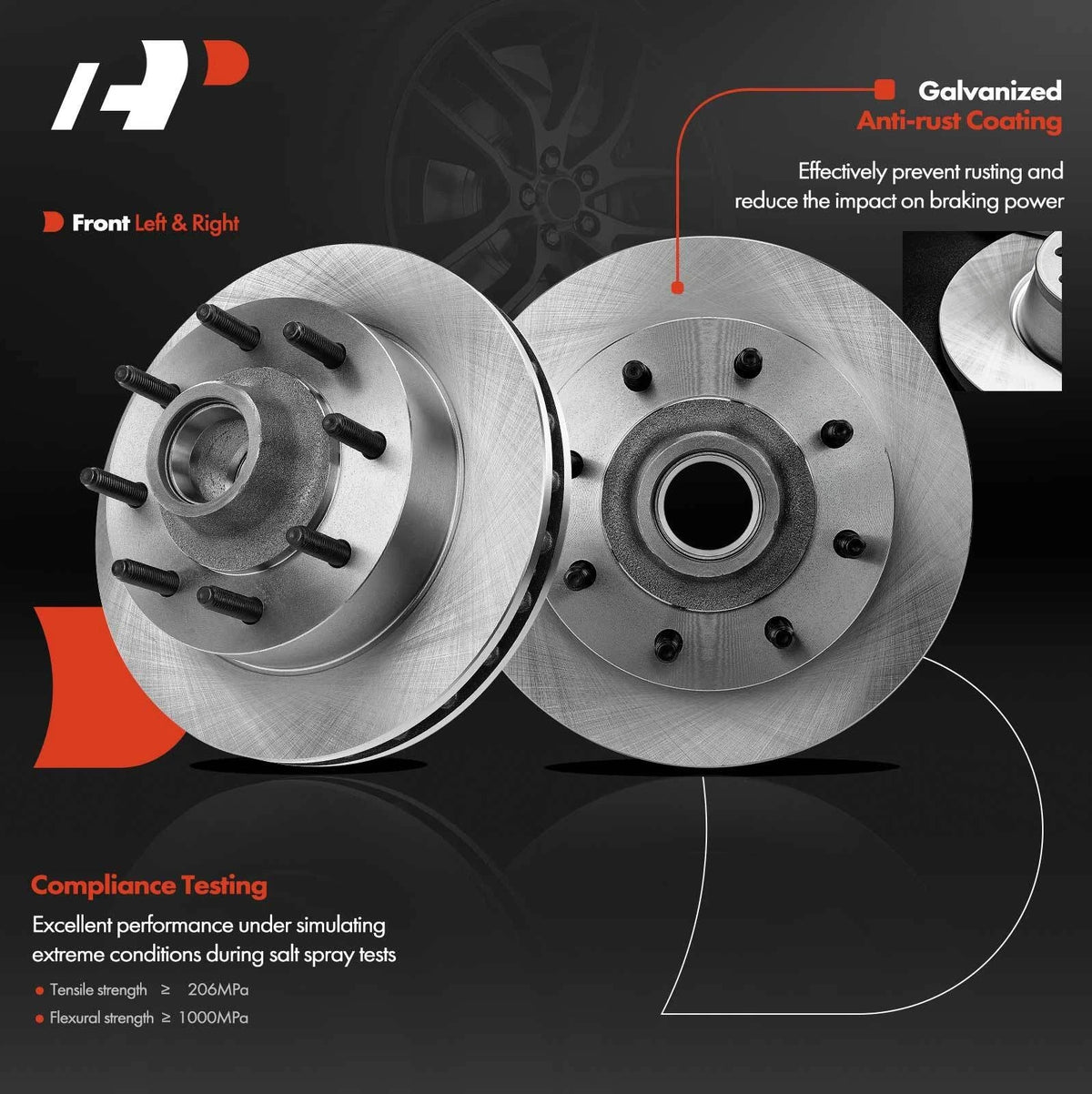 Front Disc Brake Rotors & Ceramic Pads for Ford F-250 Super Duty (1999–2001)