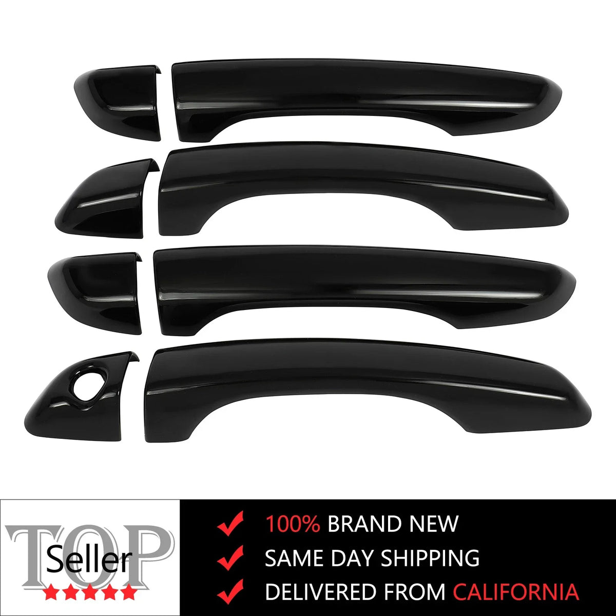 Set of 4 Door Handle Covers for Hyundai Elantra (2017–2020) Glossy Black