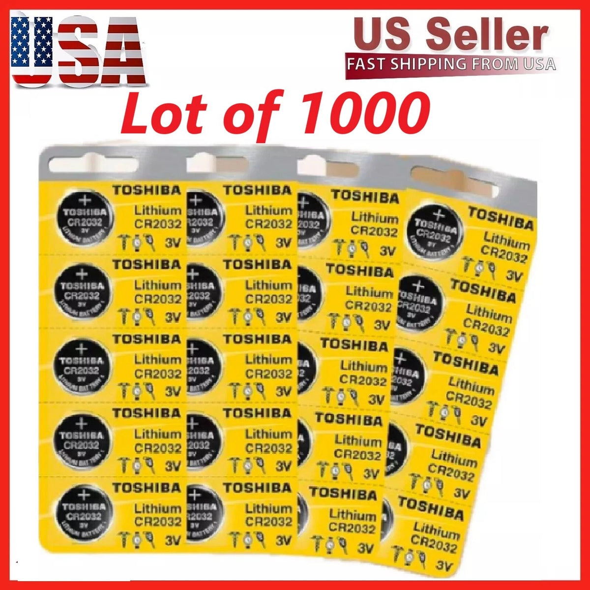 1000 Count CR2032 Battery for Toshiba (3V Lithium Coin Cell)