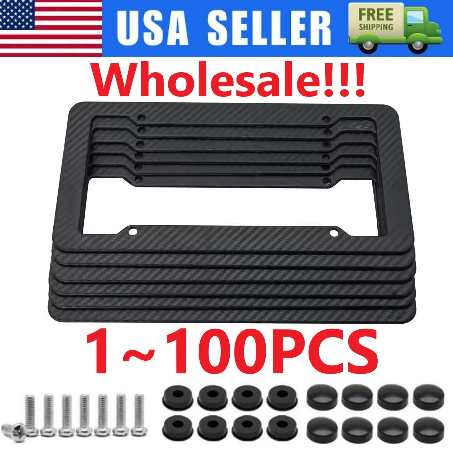 Carbon Fiber License Plate Frame Cover for Universal Cars (USA Size)