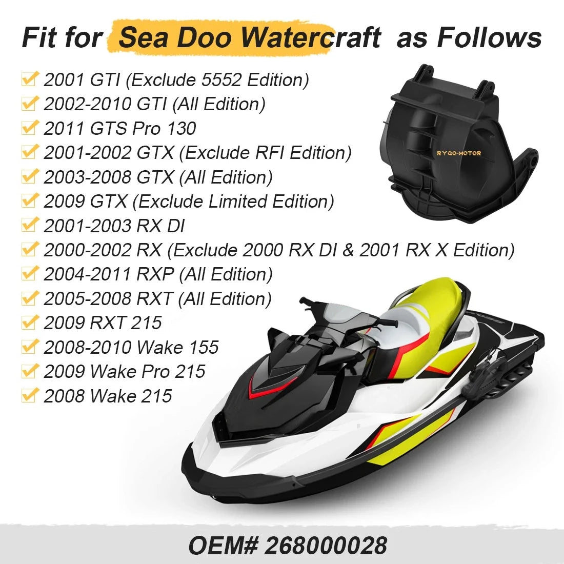 Reverse Gate Bucket for SeaDoo GTI GTX RXP Wake 215 (2001–2011) 268000028 271000969