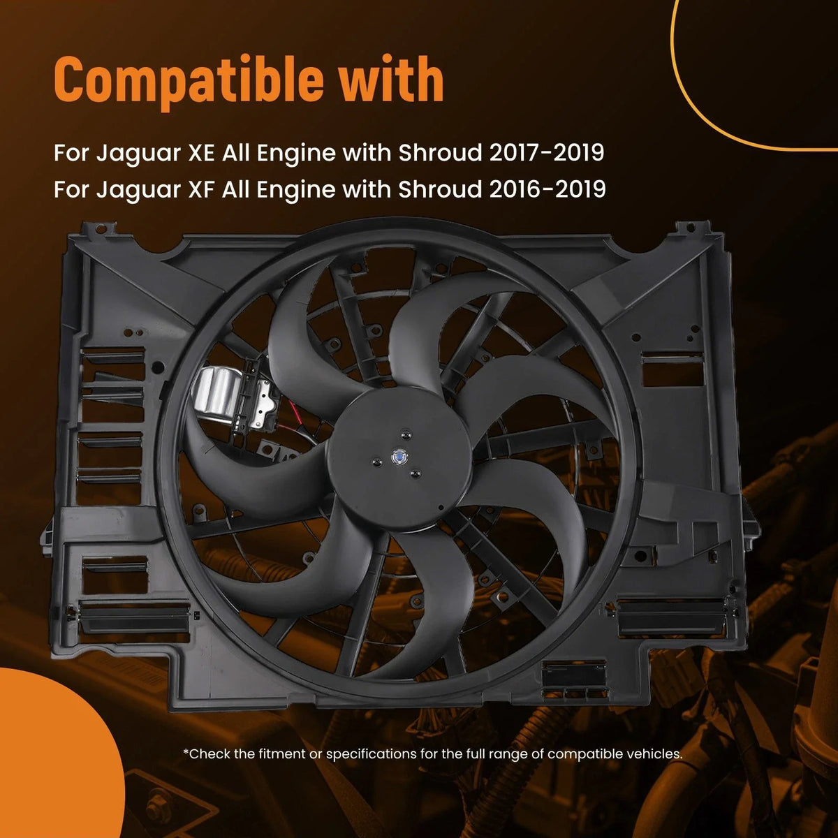 Radiator Condenser Cooling Fan for Jaguar XE/XF (2016–2019) T2H20465 4-Pin