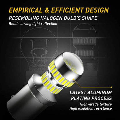 Set of 2 LED Front Turn Signal Parking Light Bulbs for Bay15D Vehicles