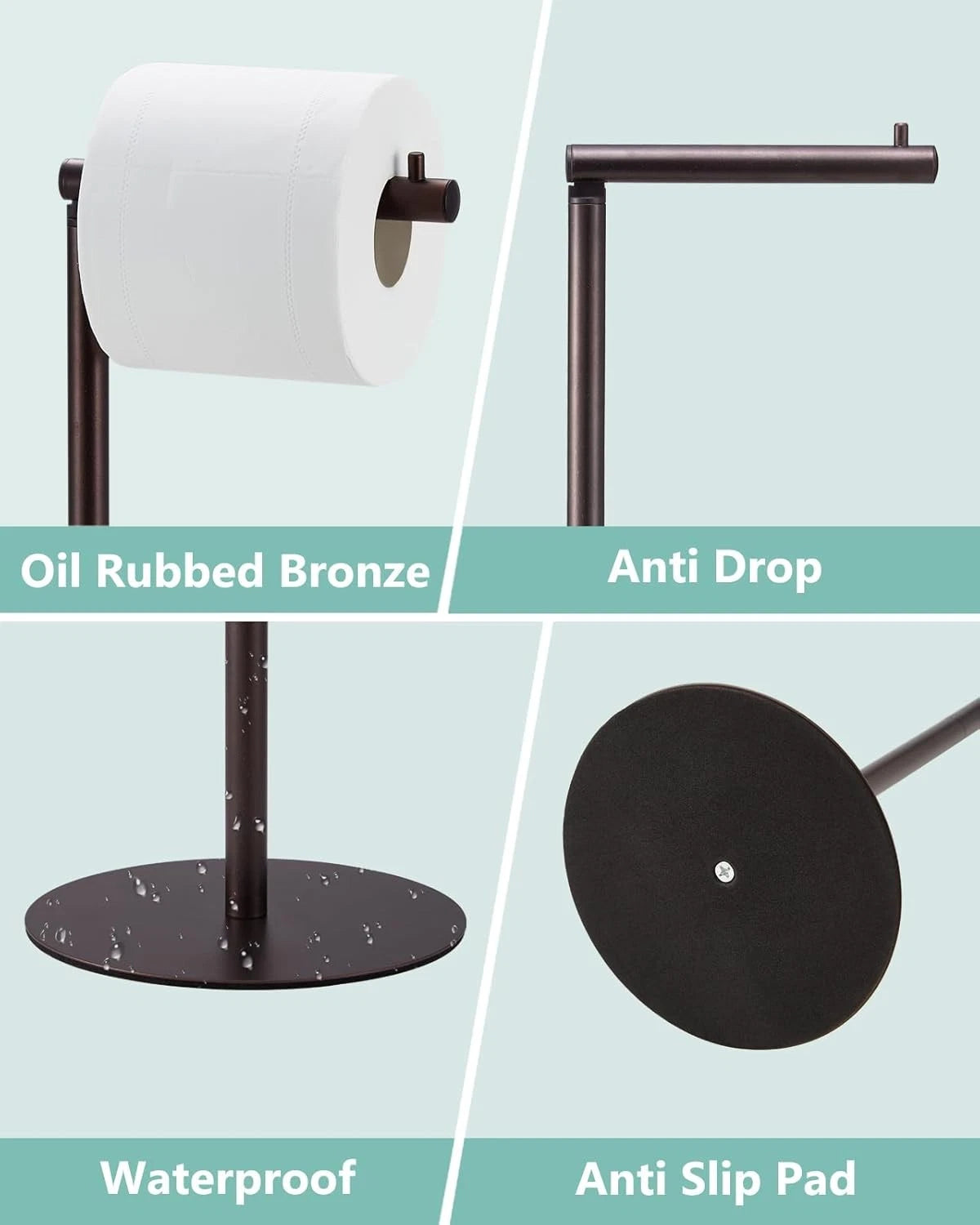 Toilet Paper Holder Stand for Free Standing Roll - Oil Rubbed Bronze