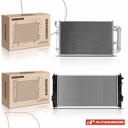 2X Radiator & AC Condenser Cooling Kit for Nissan Leaf (2011–2012) 214103NA0A, 921003NA0A, 921103NA0A