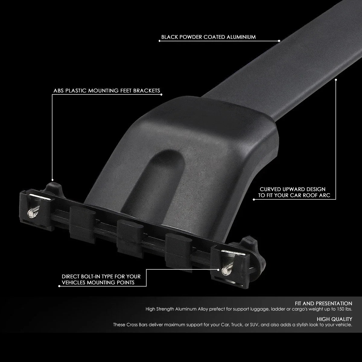 Roof Rack Cross Bar for Honda Pilot (2009–2015) - Black Aluminum OE Style
