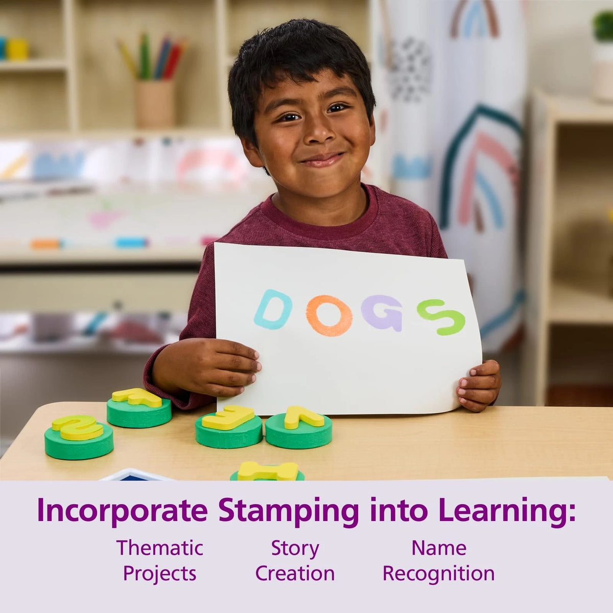 Set of 4 Uppercase Alphabet Stampers for Crafting (2.95 inches)