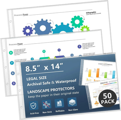 Set of 50 Page Protectors for Legal Size Paper (chmk 0010)