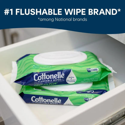 Cottonelle GentlePlus Flushable Wet Wipes for (42 Count, Pack of 4)