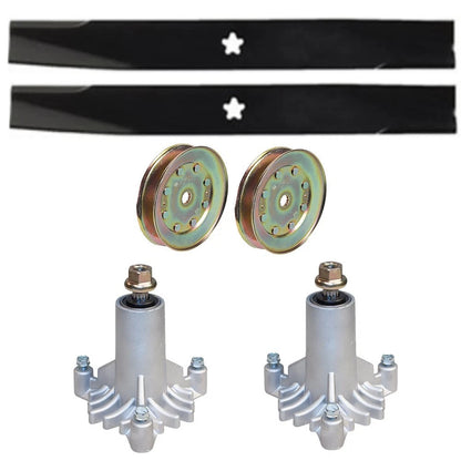 2X Spindle Assemblies with Pulleys and Blades for Husqvarna