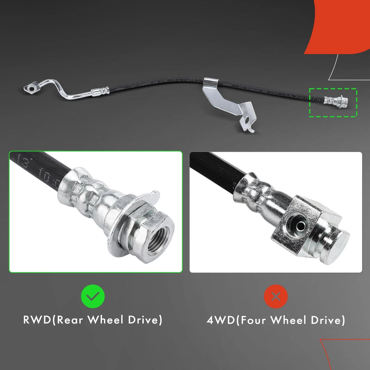 Front Right Brake Hydraulic Hose for Ford F-250 F-350 Super Duty (2008–2012) 8C3Z2078C, 2202905