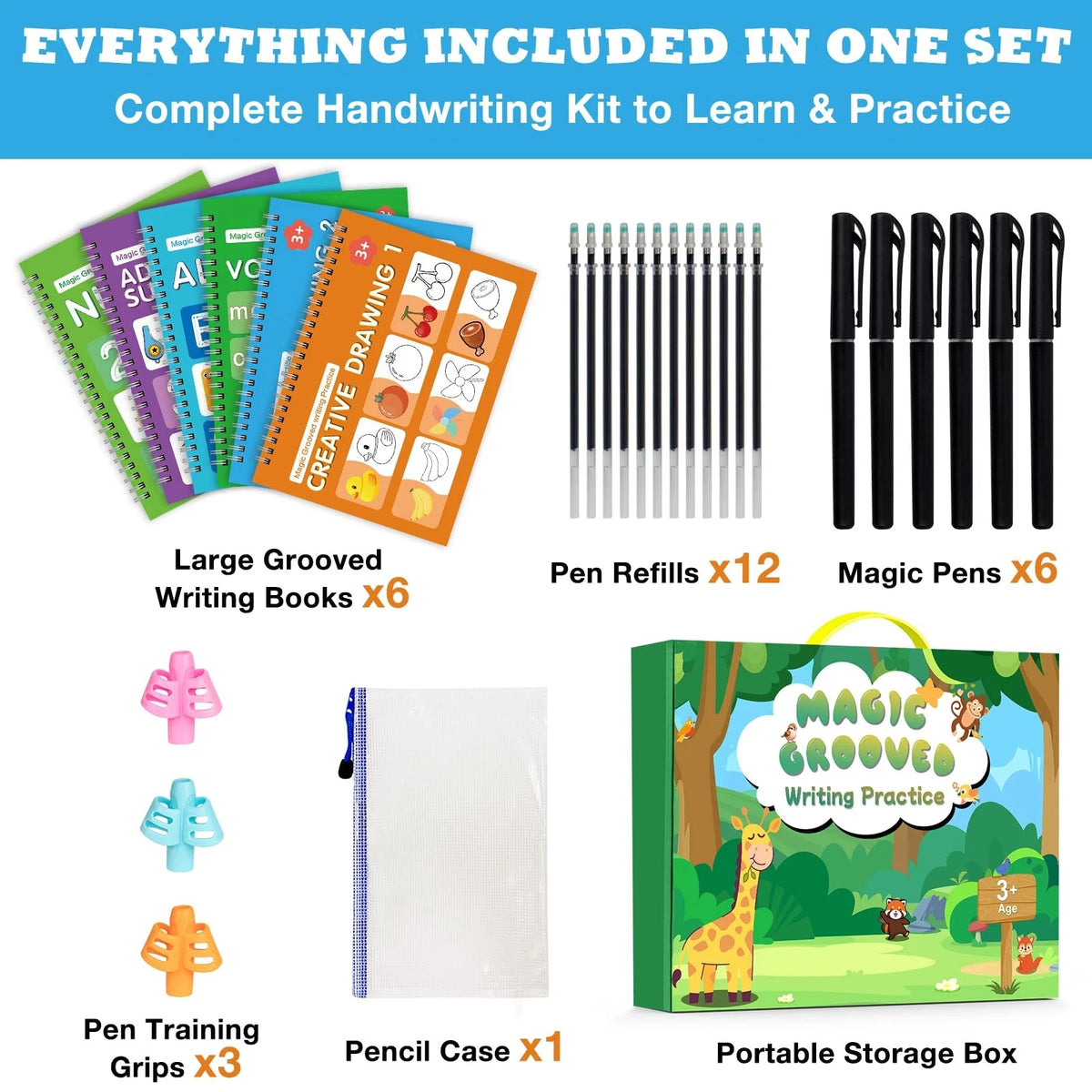 Set of 6 Reusable Writing Practice Books for Kids Ages 3–8