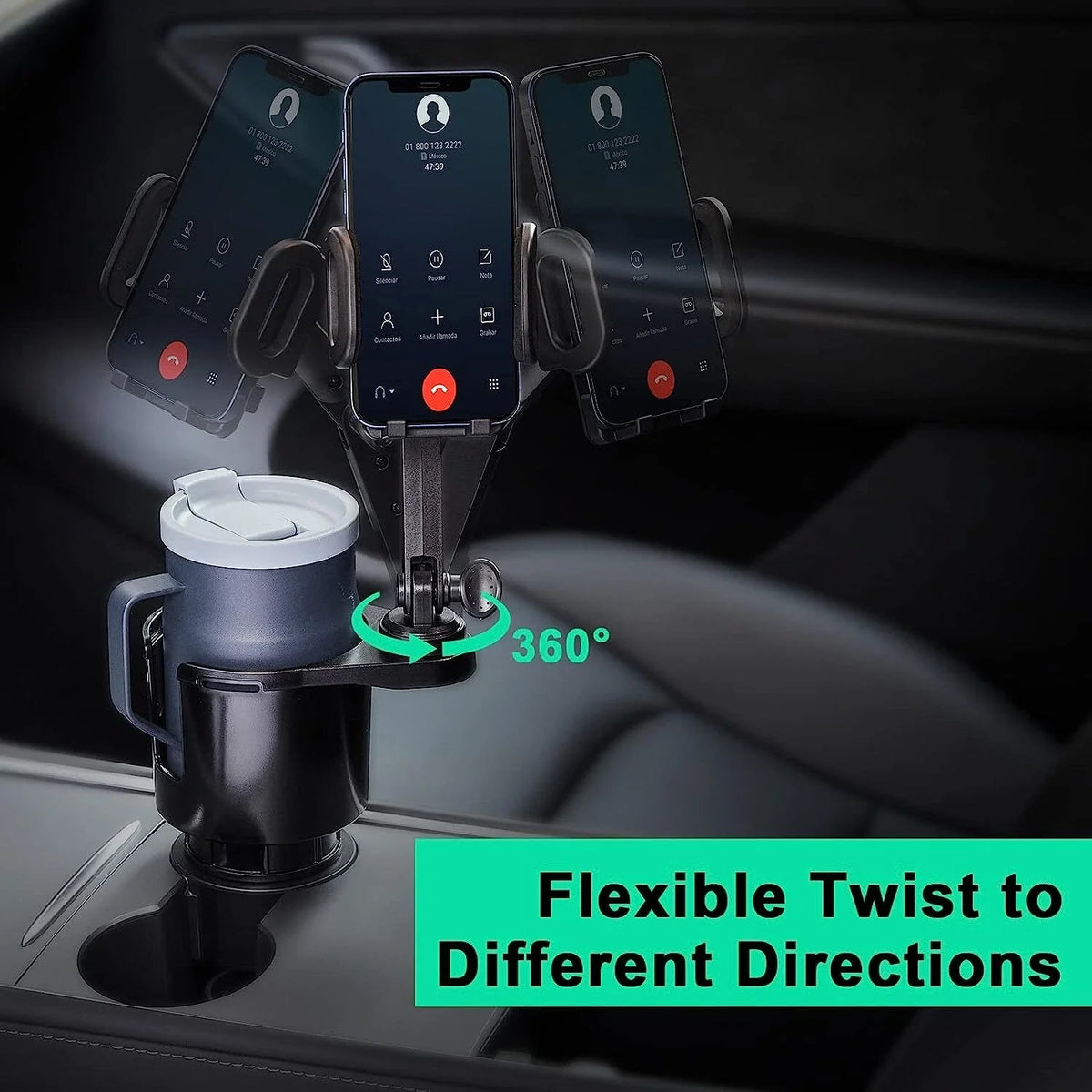 2X Adjustable Car Cup Holder and Phone Mount for SUV RV