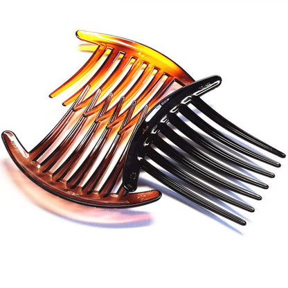 6X Plastic French Twist Combs for Women's Hair - Black