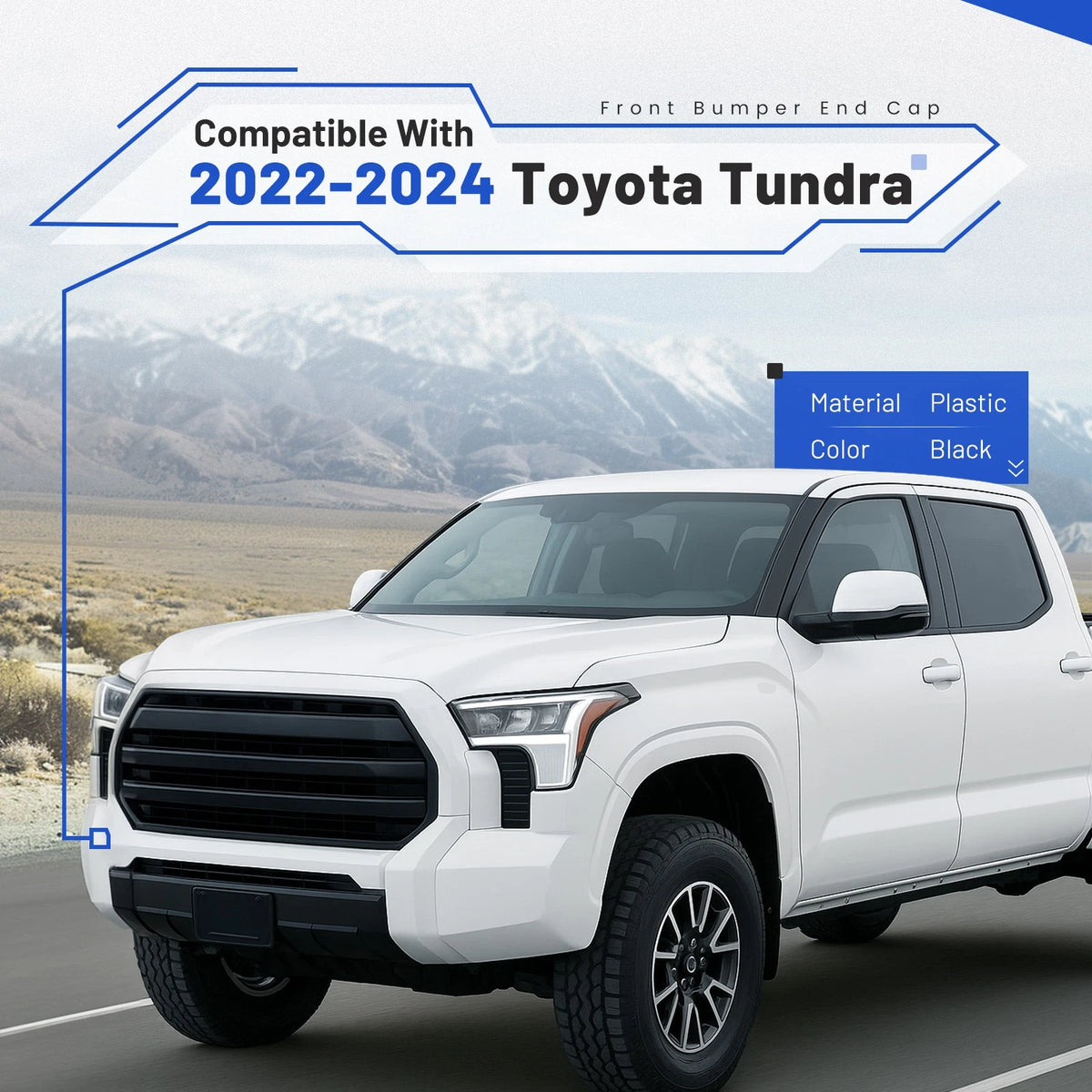 Front Bumper End Caps for Toyota Tundra (2022–2024) - CON-A000045, 52113-0C911, 52112-0C912