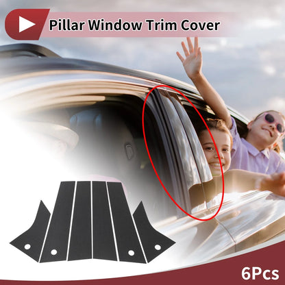 Door Pillar Window Trim for Ford Mach-E (2021–2022) Carbon Fiber Black