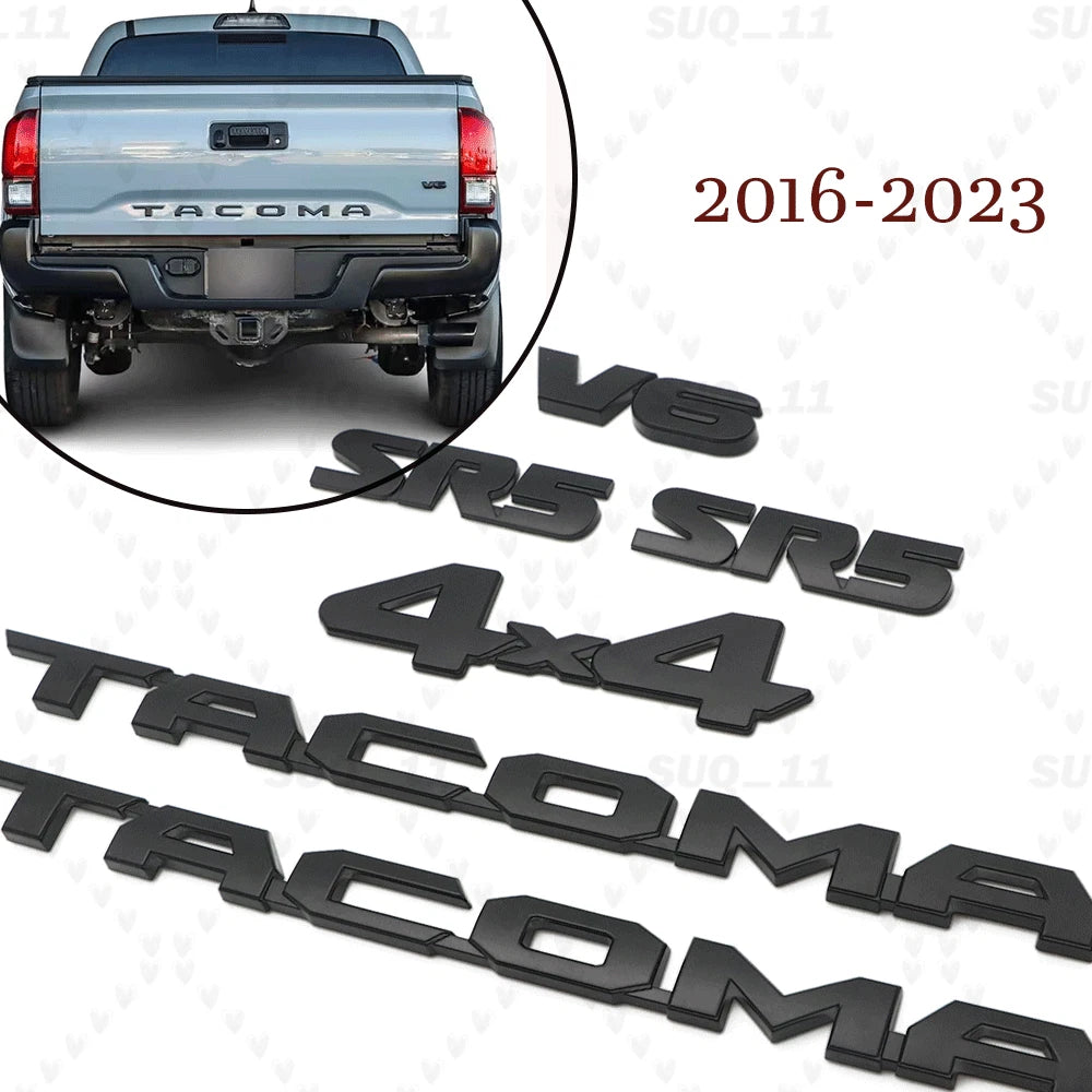 6X Door & Tailgate Badges for Tacoma SR5 V6 4X4 (2016–2023)