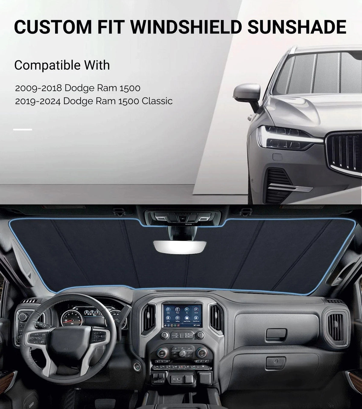 Windshield Sunshade for Dodge Ram 1500 (2009–2024)
