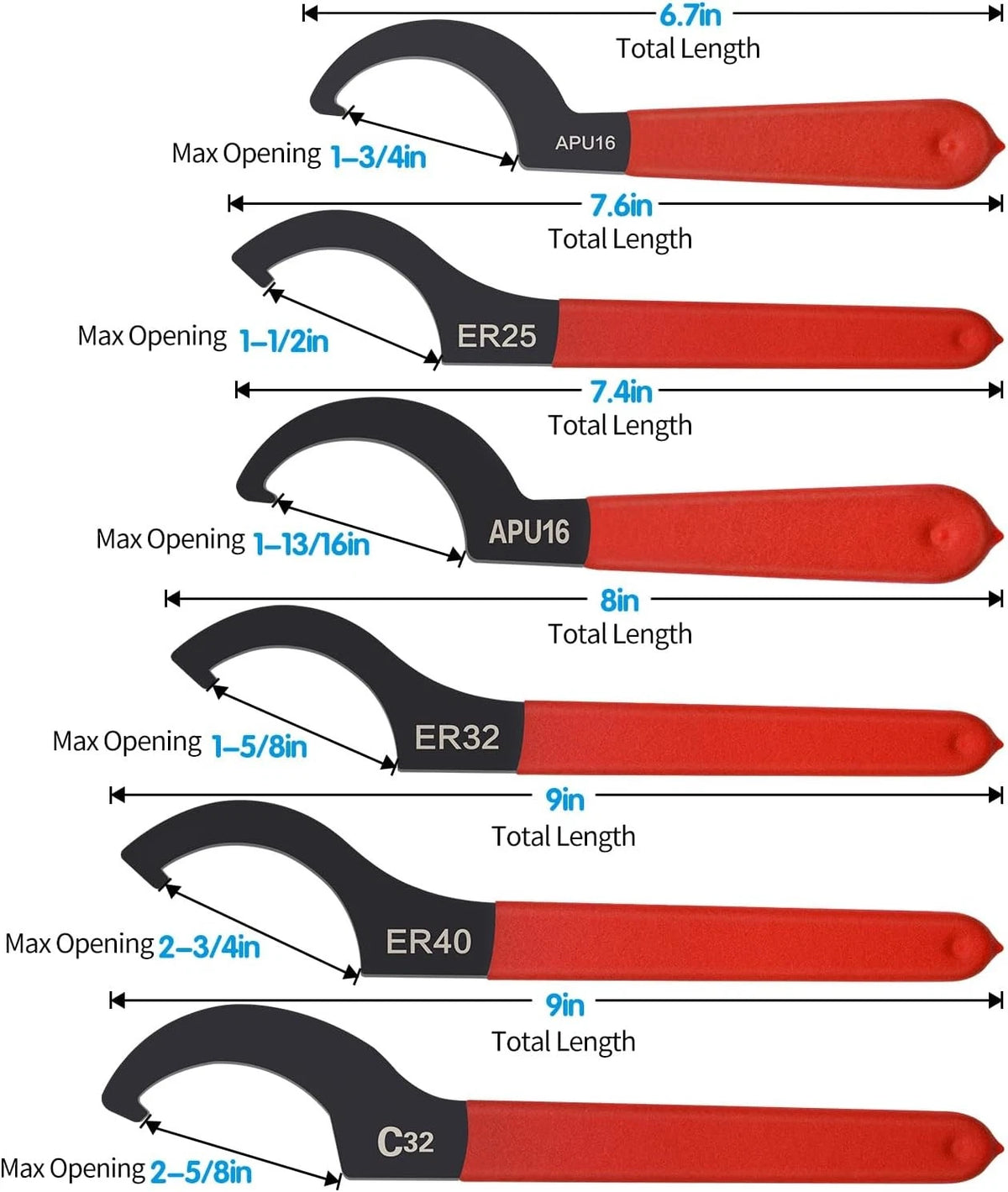 6X Coilover Spanner Wrench Set for Automotive Suspension