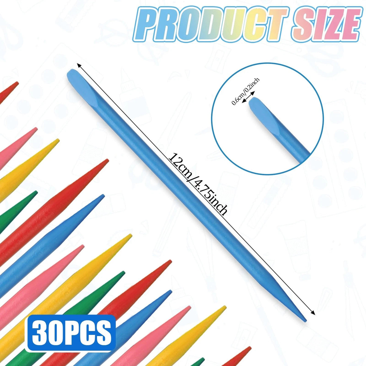 30 Pcs Colorful Wooden Stylus for 4.7 Inches