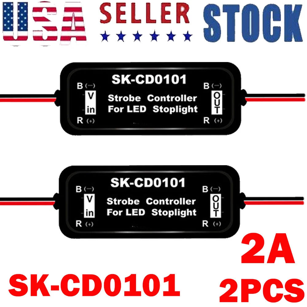 2PC Flash Strobe Controllers for Car LED Brake Stop Light
