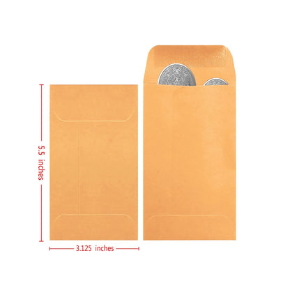500 Pack Brown Coin Envelope 3.125'' x 5.5''