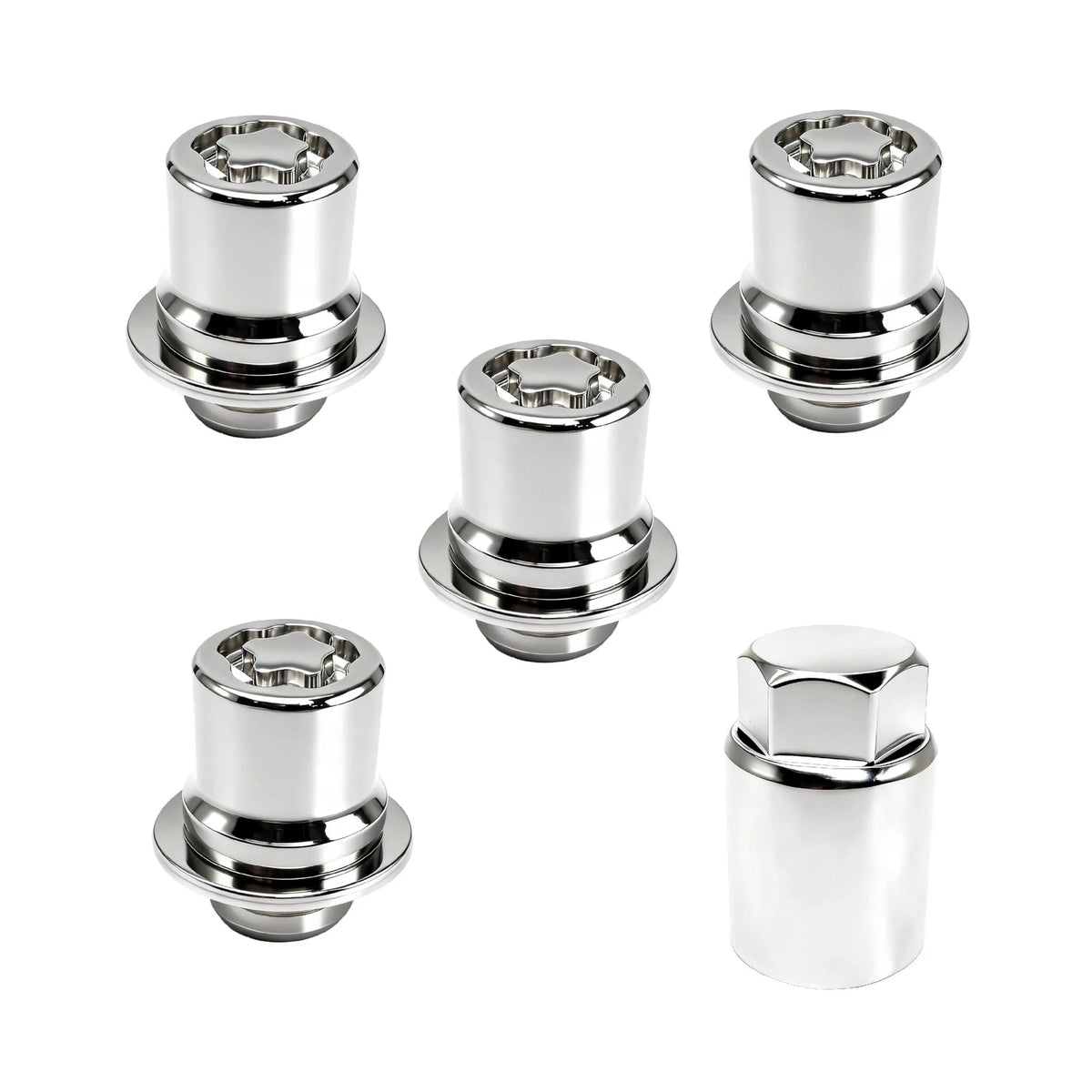 Set of 4 Wheel Lock Lug Nuts for Security Fit Standard M12 x 1.5, Chrome