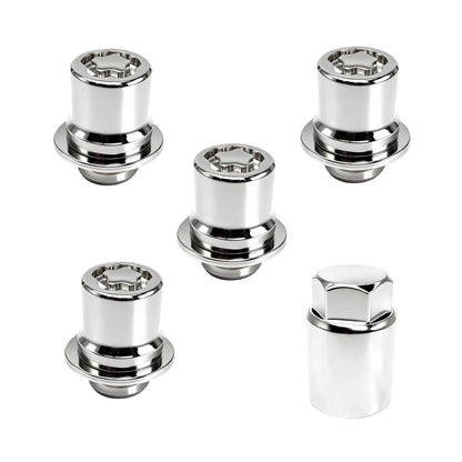 Set of 4 Wheel Lock Lug Nuts for Security Fit Standard M12 x 1.5, Chrome