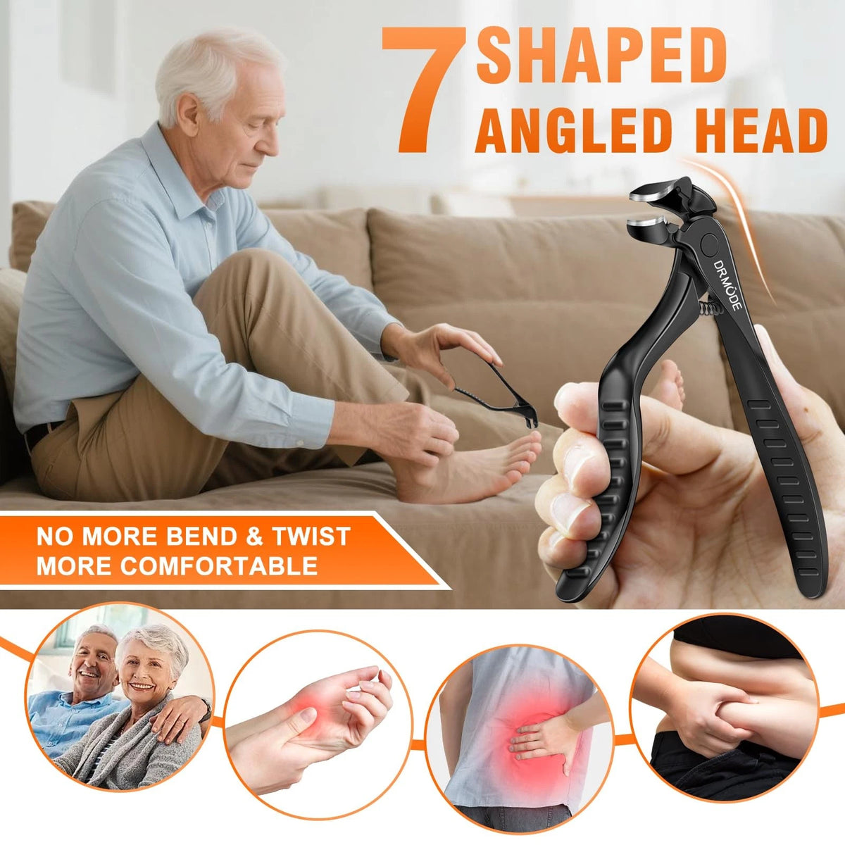 Toenail Clippers for Seniors - Long Handle Wide Jaw Stainless Steel