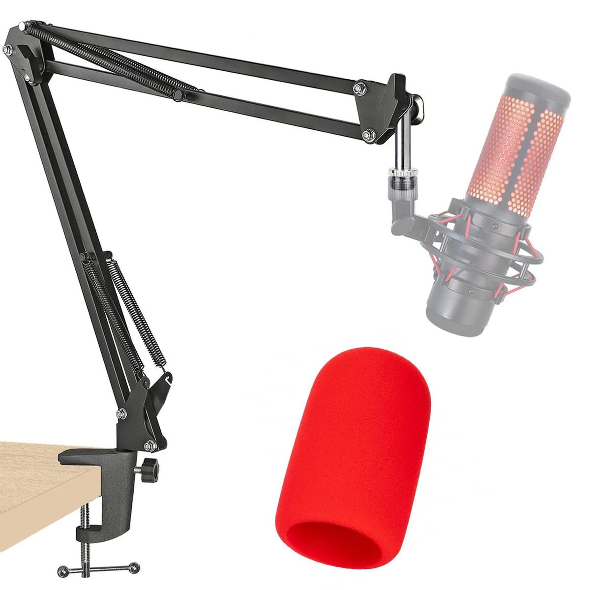 HyperX QuadCast Boom Arm with Red Microphone Covers