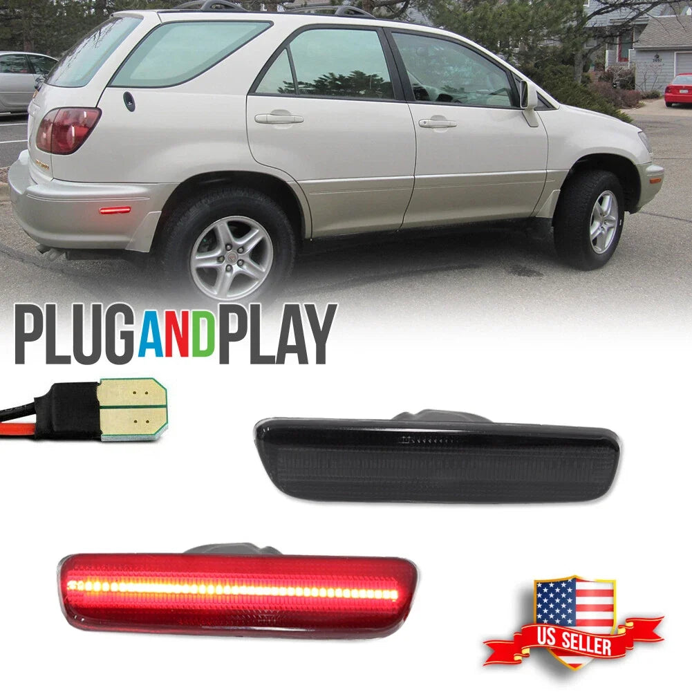 2X Smoked Lens Red LED Rear Fender Side Marker Lights for Lexus RX300 (1999–2003)