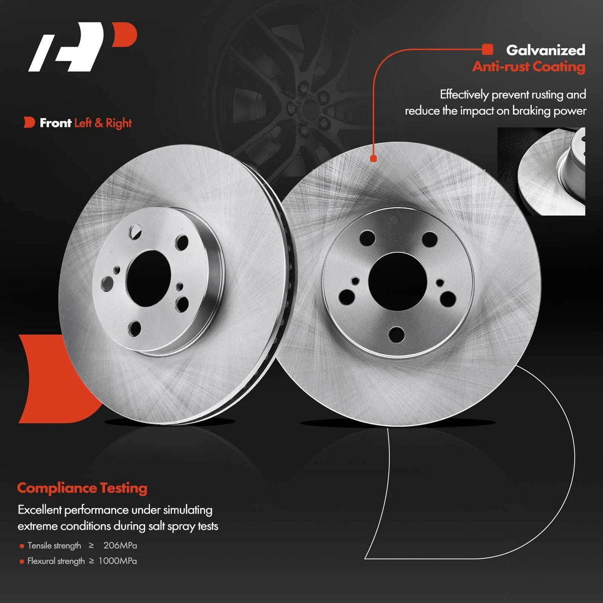 Set of 4 Front Disc Brake Rotors & Pads for Toyota Celica (2003–2005) R-31270, P-817, 19-B2580A, 19-B2581A