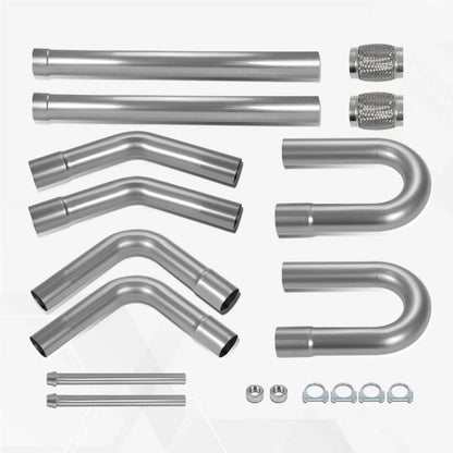 2.5" Mild Steel Exhaust Pipe Bend Kit for Custom Applications (8 Pieces)