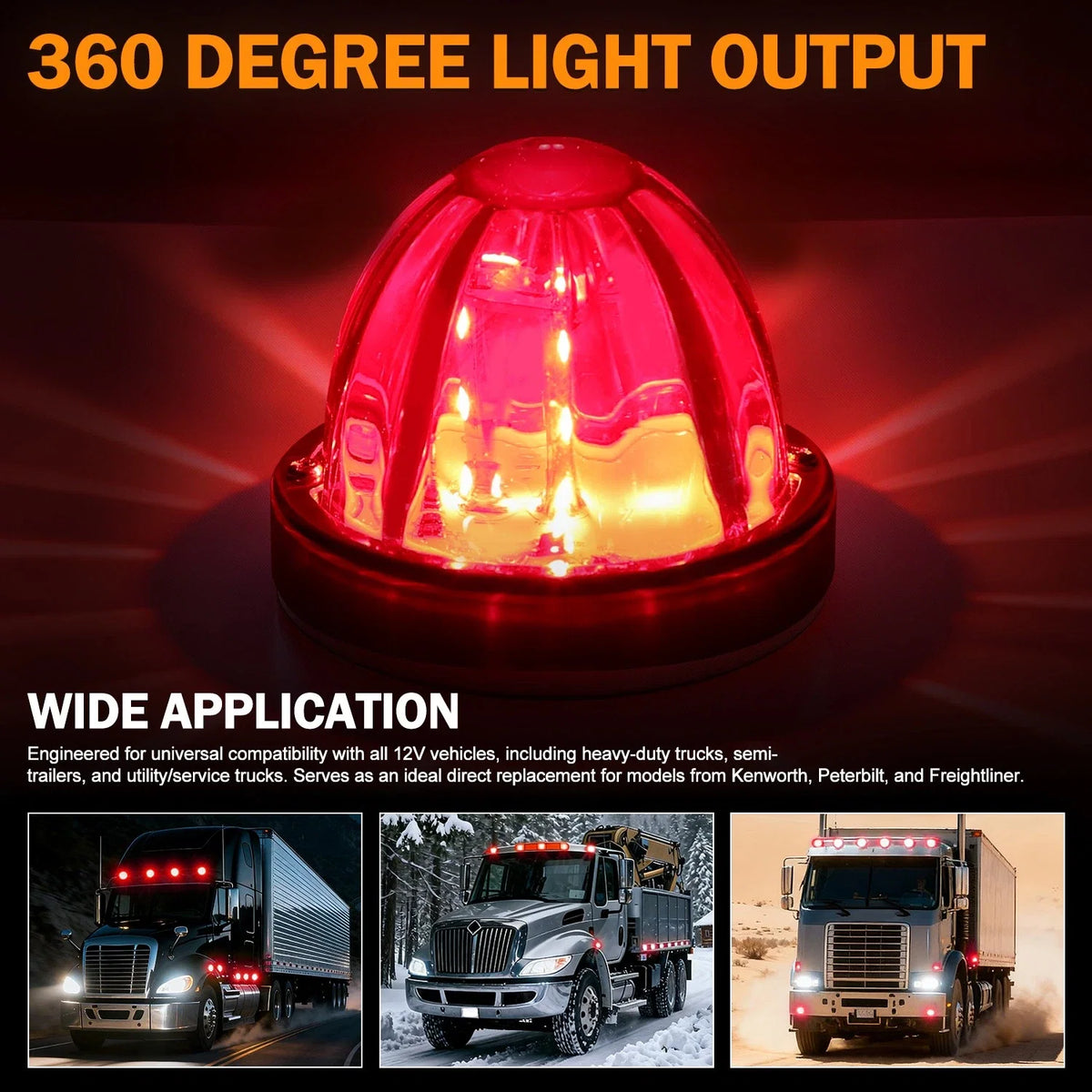 Set of 2 Red/Chrome LED Turn Signal Lamps for Universal Trucks Trailers