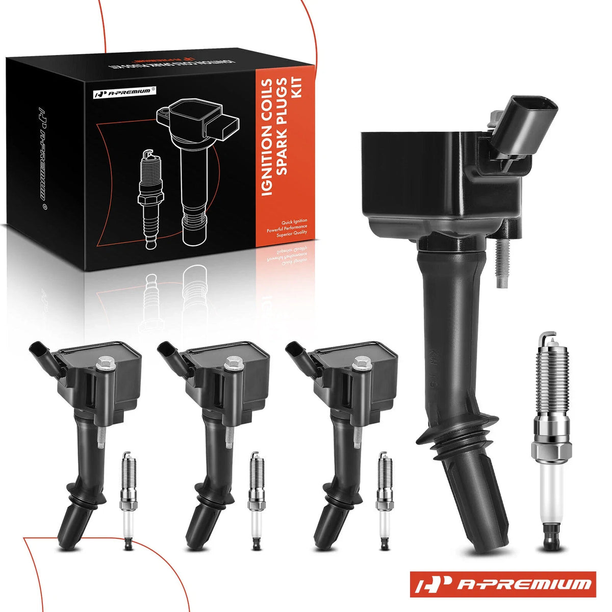 Set of 4 Ignition Coils and 4 Iridium Spark Plugs for Chevy Equinox Malibu (2010–2019)