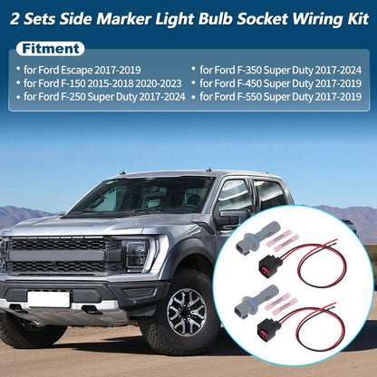 Side Marker Light Bulb Socket Wiring for Ford F-150 F250 Super Duty (2015–2023)