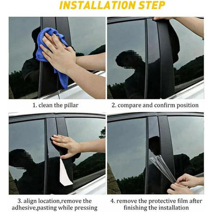 6 x Piano Black Window Pillar Trim Covers for Toyota Sienna (2021-2024)