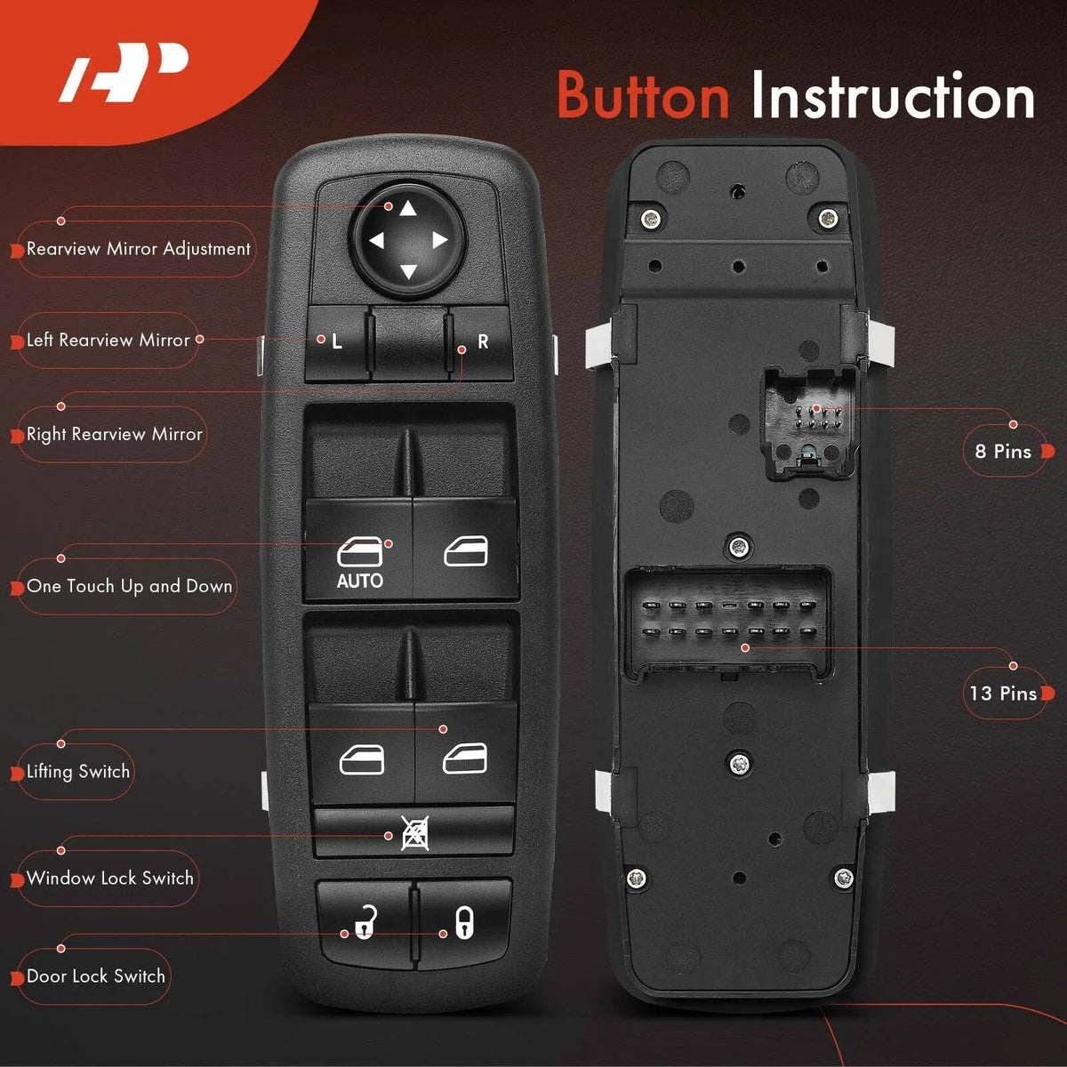 Front Left Power Window Switch for Dodge Journey (2009–2010) Jeep Liberty